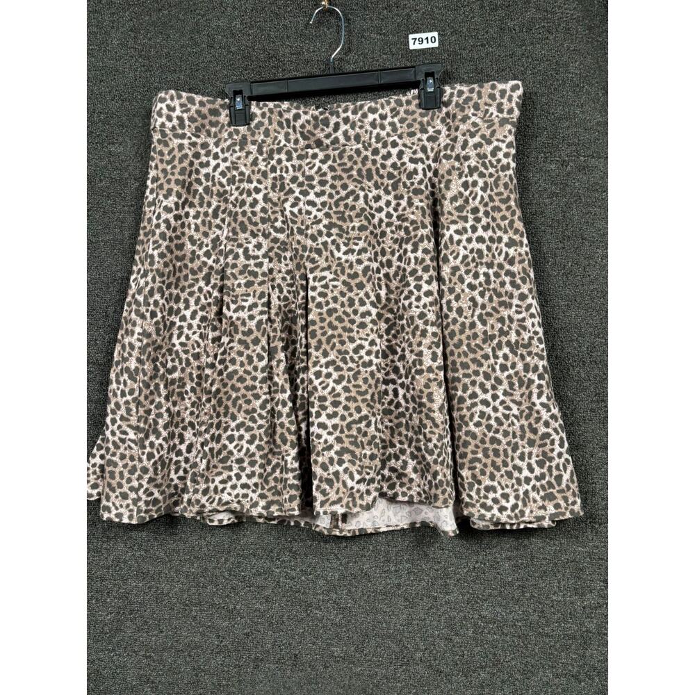 Leopard Print A-Line Skirt - Brown/Tan